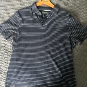 Banana Republic Navy Striped Polo Shirt
